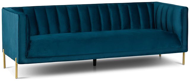 Bella Dark Blue Velvet Sofa (1)