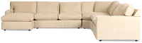 Hudson Beige Fabric Large Left Chaise Wedge Sectional