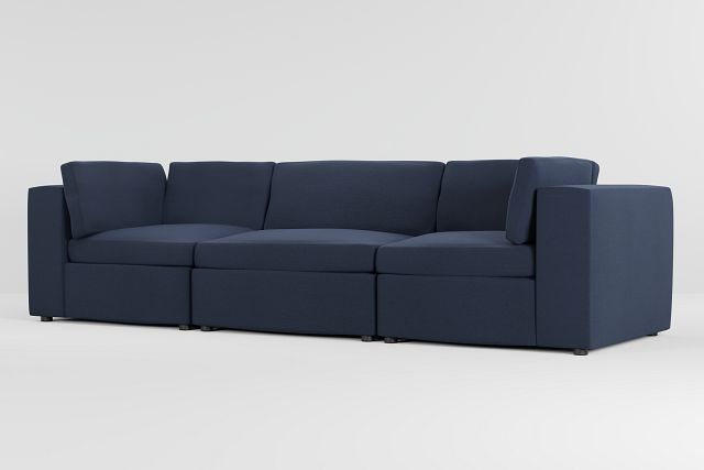 Destin Peyton Dark Blue Fabric 3 Piece Modular Sofa