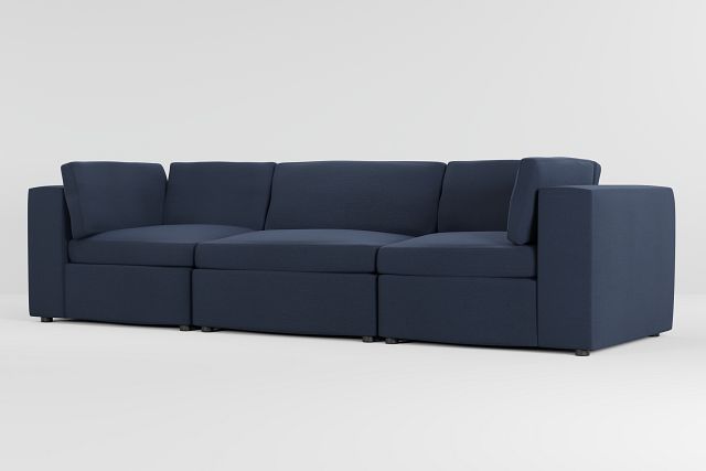 Destin Peyton Dark Blue Fabric 3-piece Modular Sofa