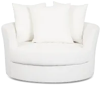 Everly White Fabric Swivel Chair