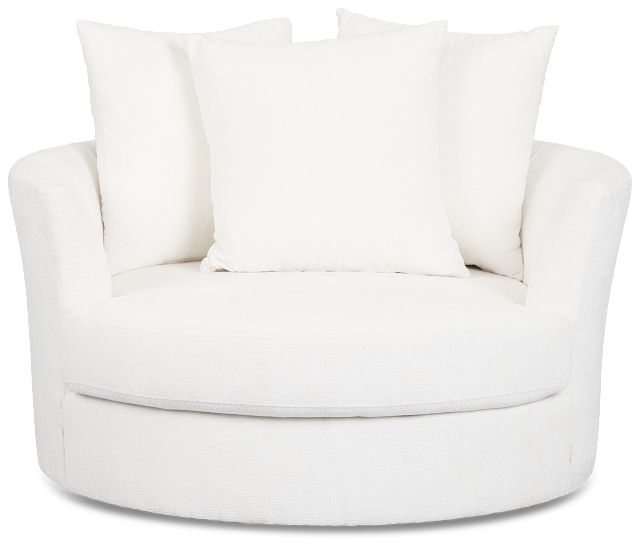 Everly White Fabric Swivel Chair