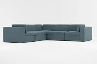 Destin Elevation Dark Blue Fabric 5-piece Modular Sectional