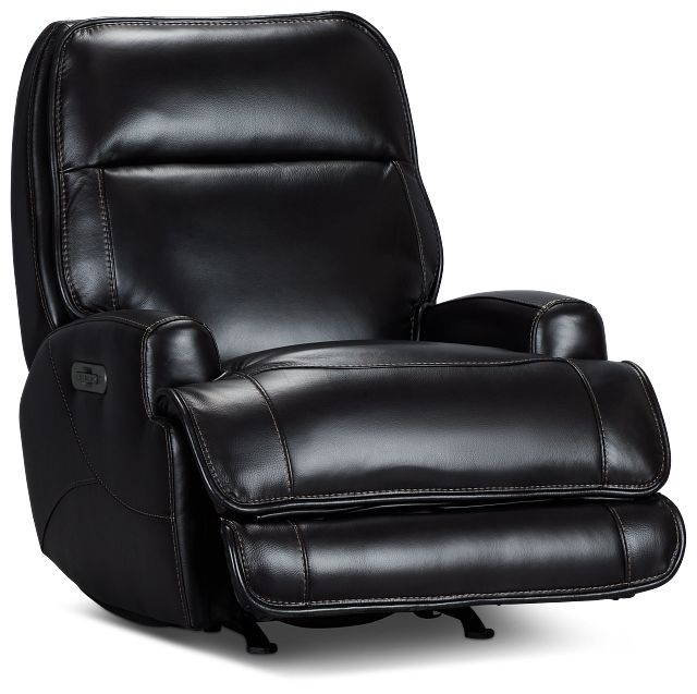 Casey Black Lthr/vinyl Power Rocker Recliner
