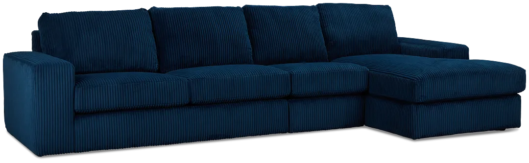 Charlie Dark Blue Fabric Small Right Chaise Sectional