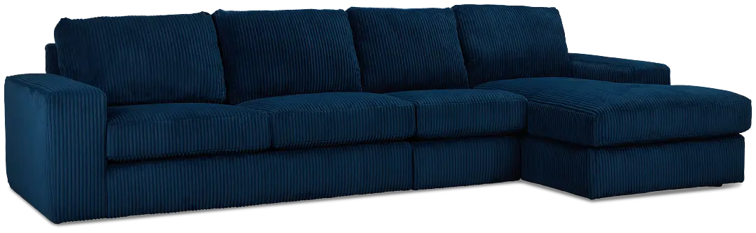 Charlie Dark Blue Fabric Small Right Chaise Sectional Charlie Dark Blue Fabric Small Right Chaise Sectional