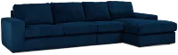 Charlie Dark Blue Fabric Small Right Chaise Sectional
