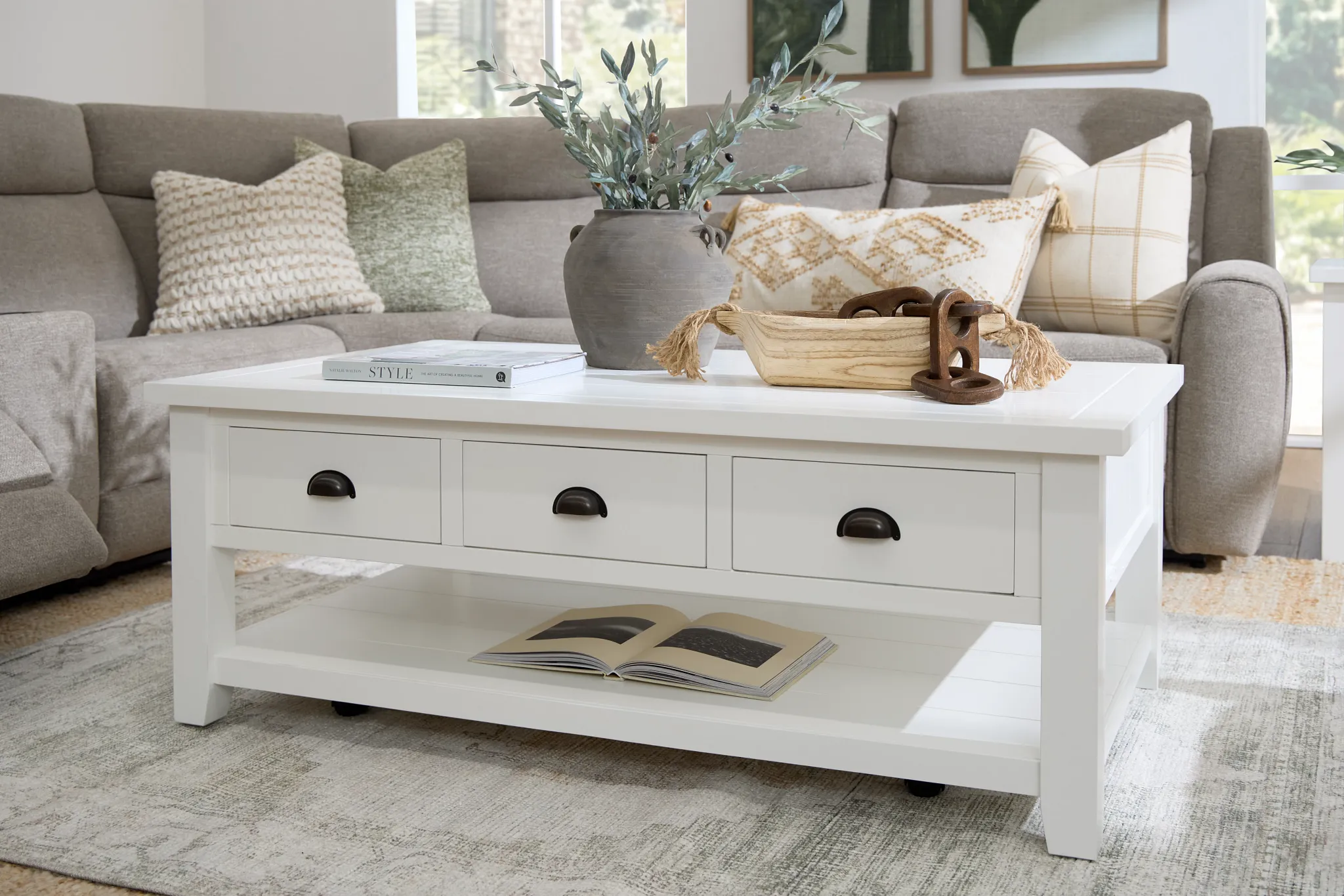Bismark White Rectangular Coffee Table