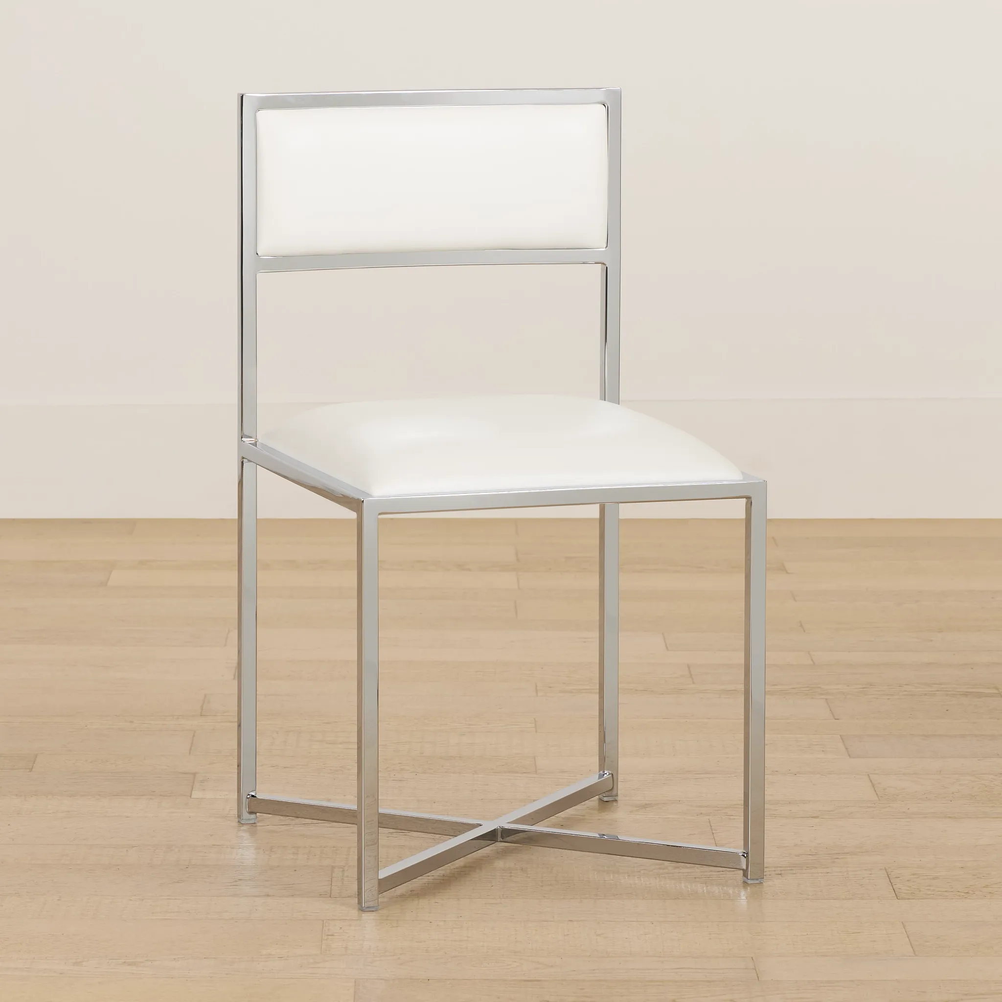 Amalfi White Stnl Steel Upholstered Side Chair