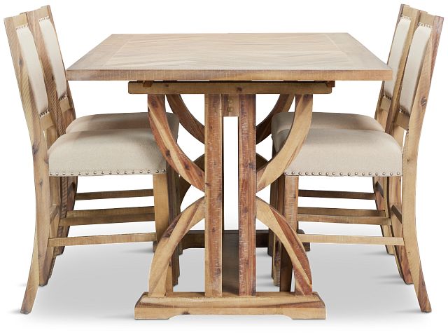 Joplin Light Tone Extension High Table & 4 Upholstered Barstools