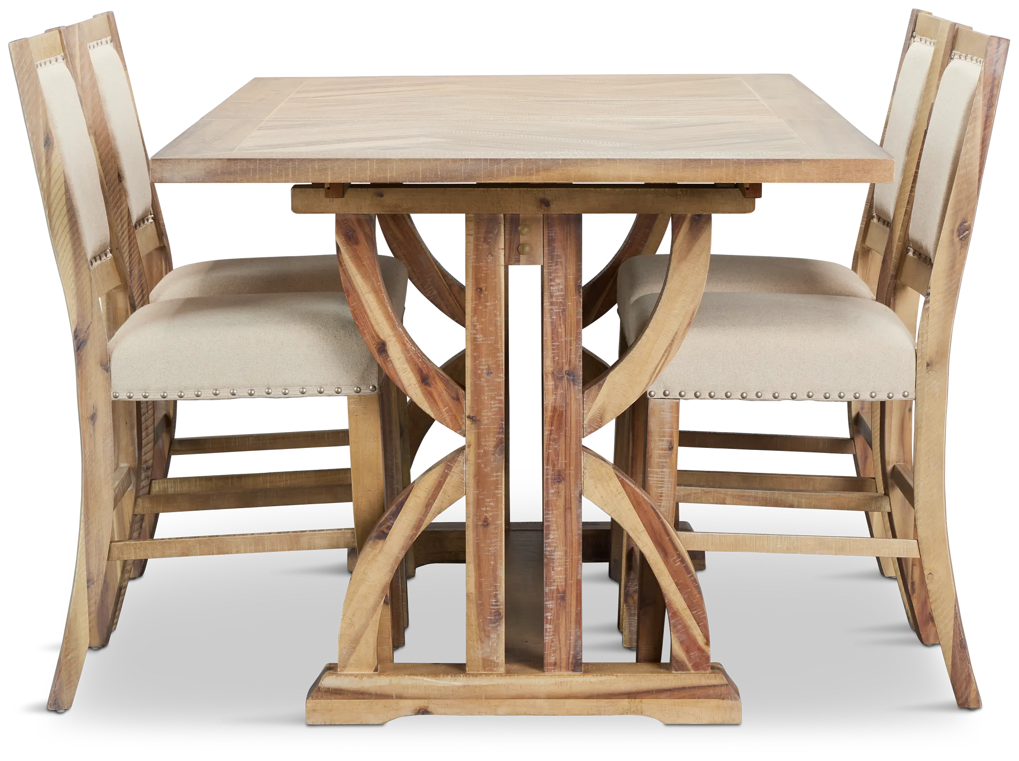 Joplin Light Tone Extension High Table & 4 Upholstered Barstools