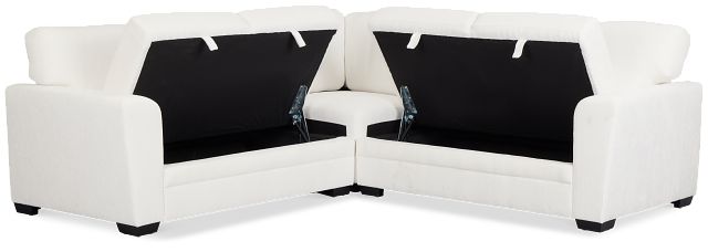 Everly White Fabric Small 2-arm Storage Sectional
