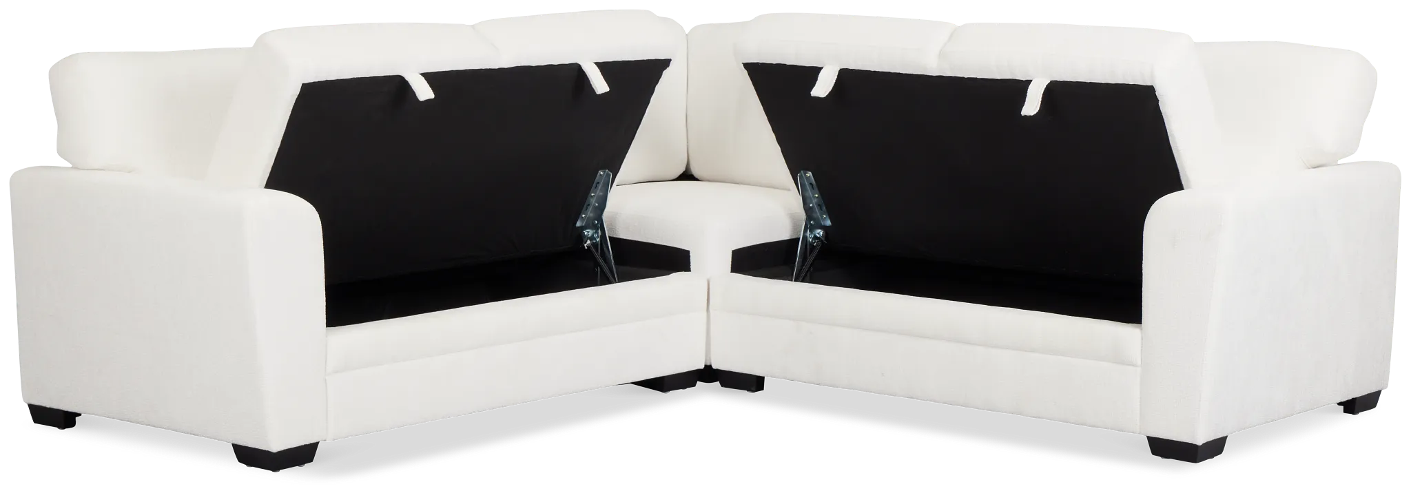 Everly White Fabric Small 2-arm Storage Sectional