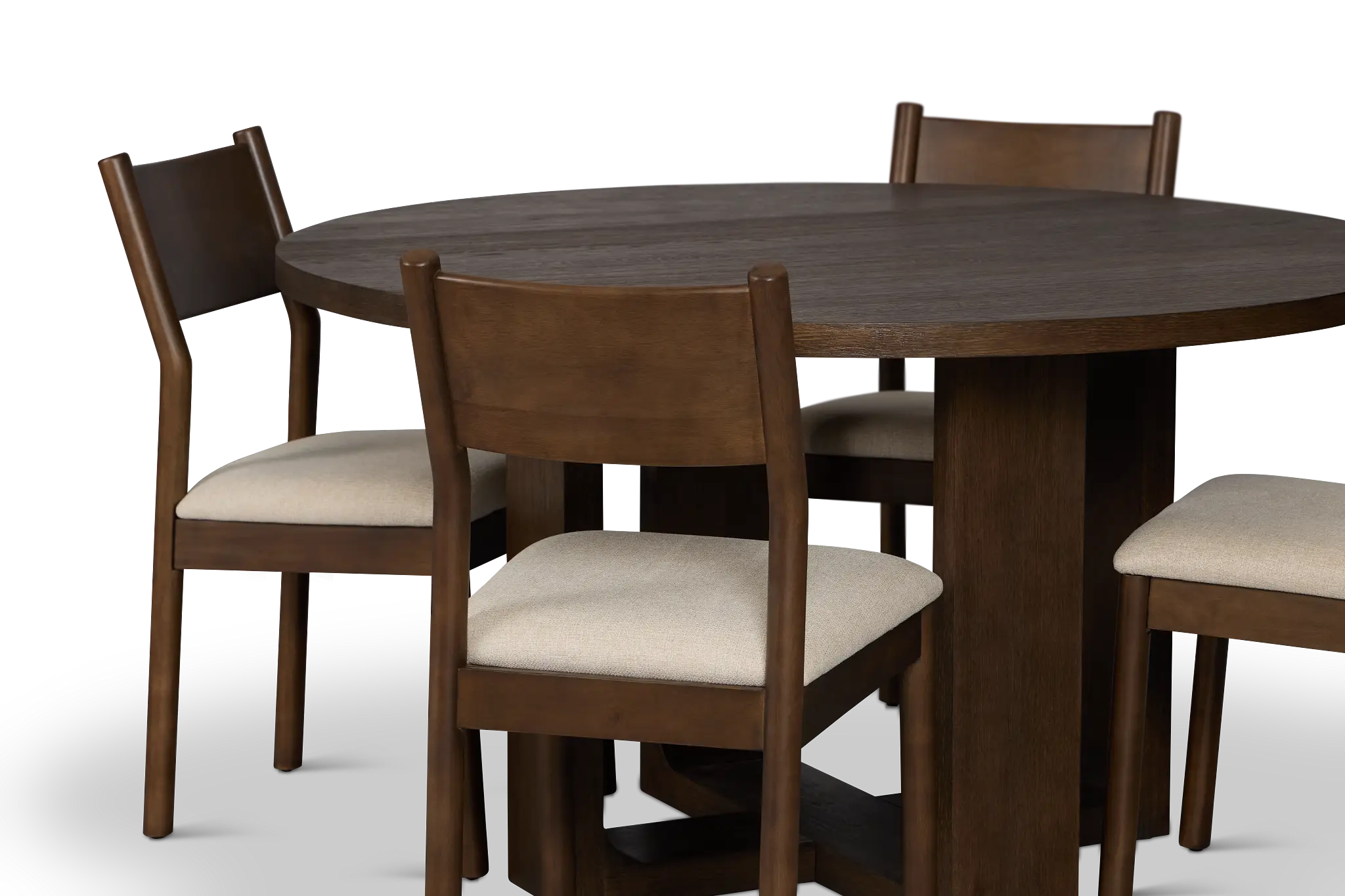 Rochester Dark Tone Round Table & 4 Upholstered Chairs Rochester Dark Tone Round Table & 4 Upholstered Chairs