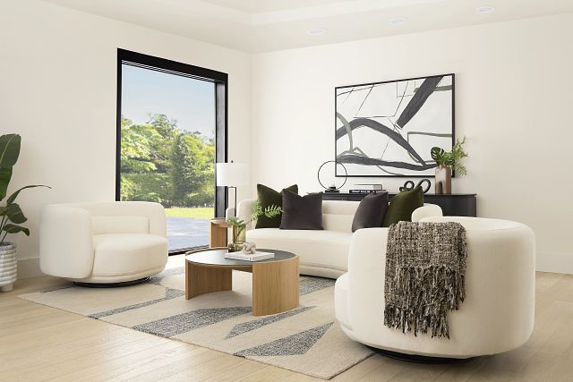 Presley White Fabric Sofa