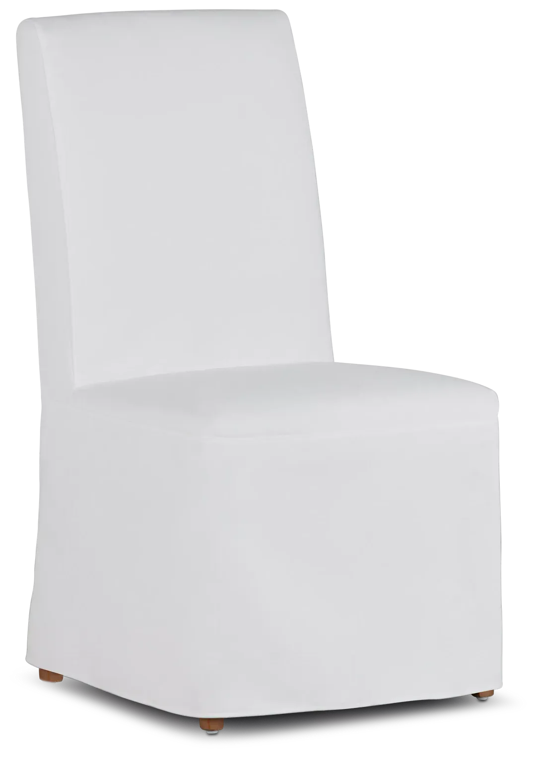 Destination White Long Slipcover Chair With Light Tone Leg