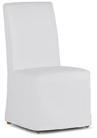 Destination White Long Slipcover Chair With Light Tone Leg