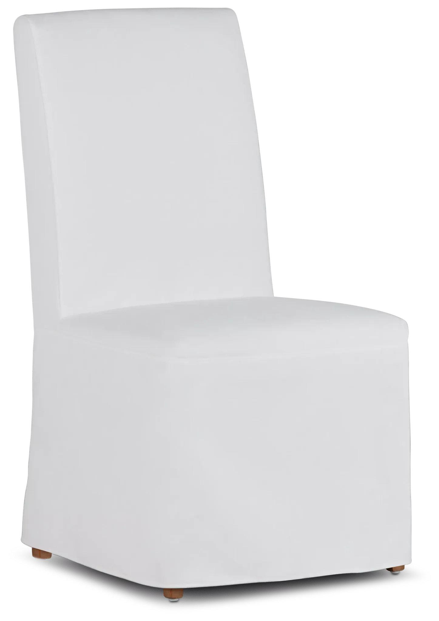 Destination White Long Slipcover Chair With Light Tone Leg