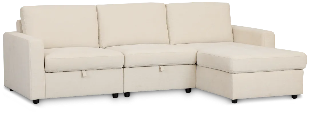 Addie Beige Fabric Right Chaise Storage Sectional