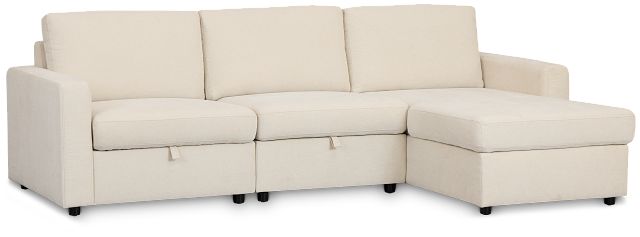 Addie Beige Fabric Right Chaise Storage Sectional