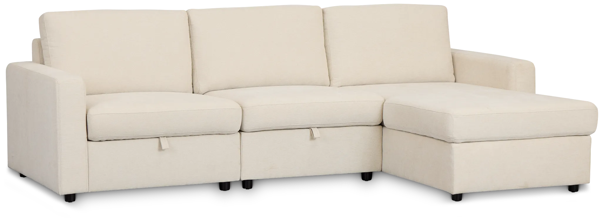 Addie Beige Fabric Right Chaise Storage Sectional