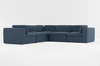 Destin Elite Dark Blue Fabric 5-piece Modular Sectional