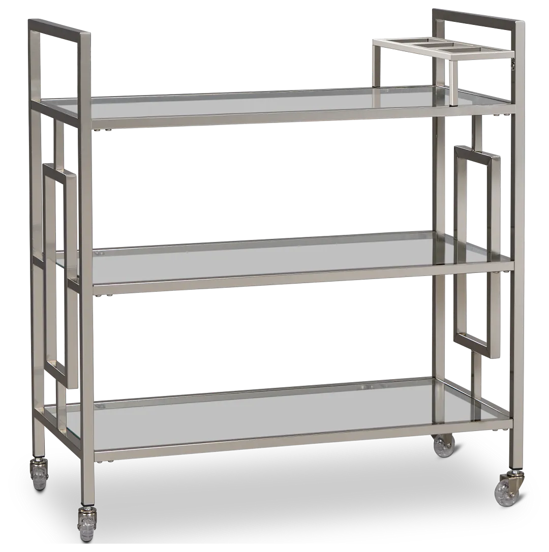 Ezra Silver Chrome Bar Cart
