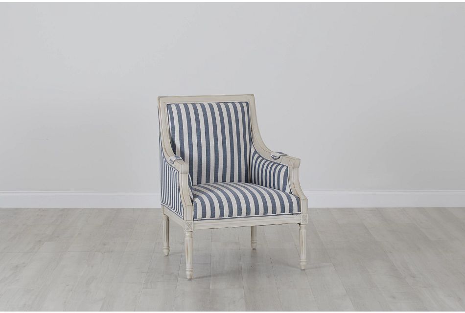 Mckenna Blue Stripe Accent Chair Home Accents Accent Chairs City Furniture A white fluffy chair is the stuff dreams are made of. mckenna blue stripe accent chair