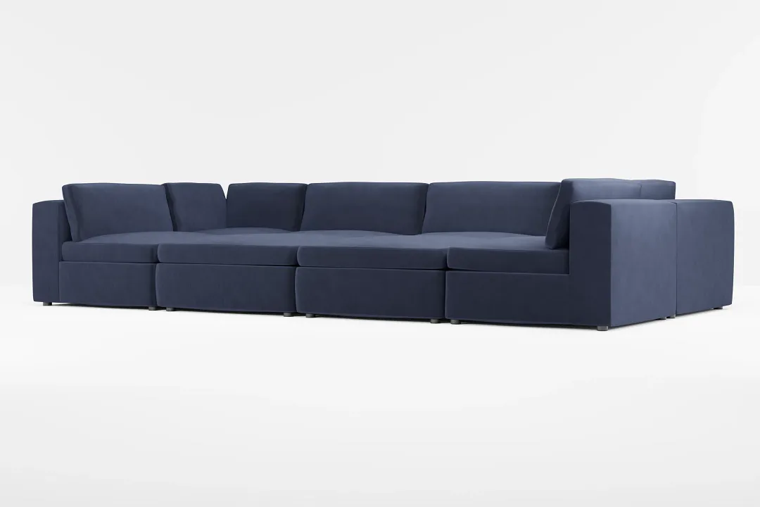 Destin Joya Dark Blue Velvet 8-piece Pit Sectional