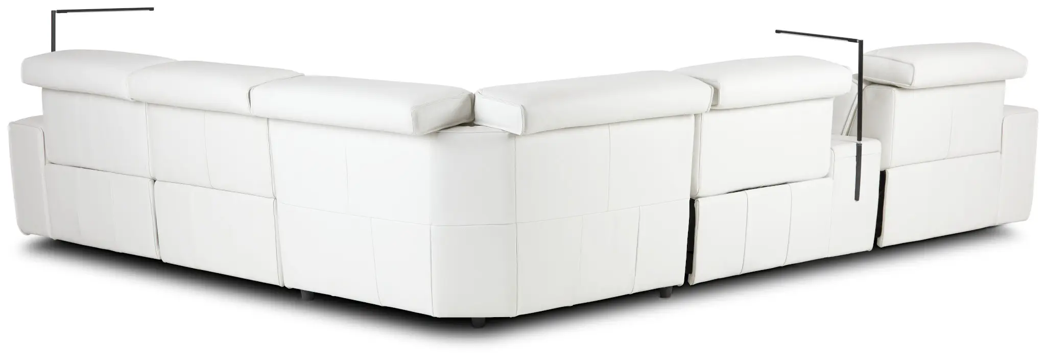 Carmelo White Leather Medium Dual Power Sectional W/right Table & Light Carmelo White Leather Medium Dual Power Sectional W/right Table & Light