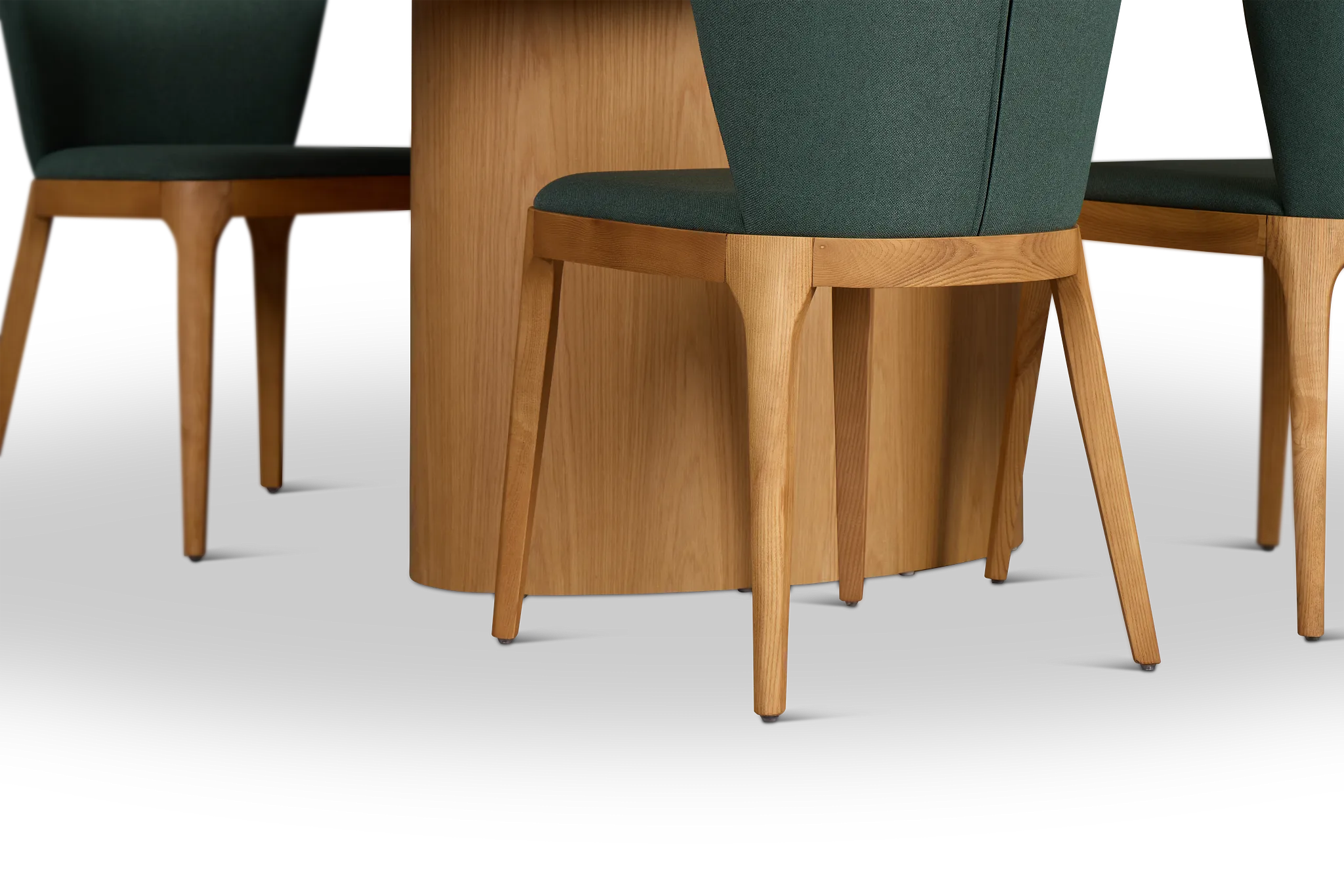 Nomad Light Tone 78" Oval Table & 4 Dark Green Chairs W/ Light Tone Leg