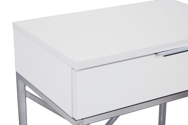 Esher White Chrome Nightstand