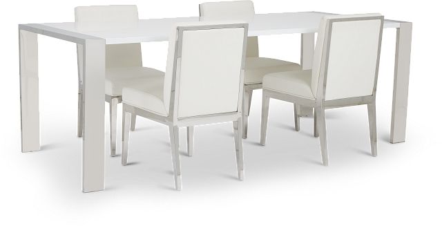 Neo White Rect Table & 4 Metal Chairs (3)