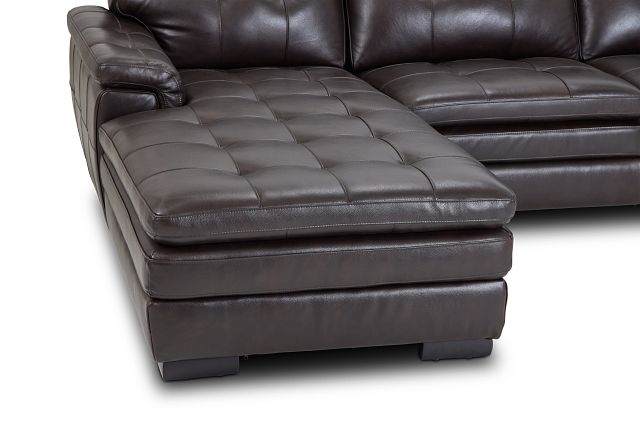 Braden Dark Brown Leather Left Chaise Sectional