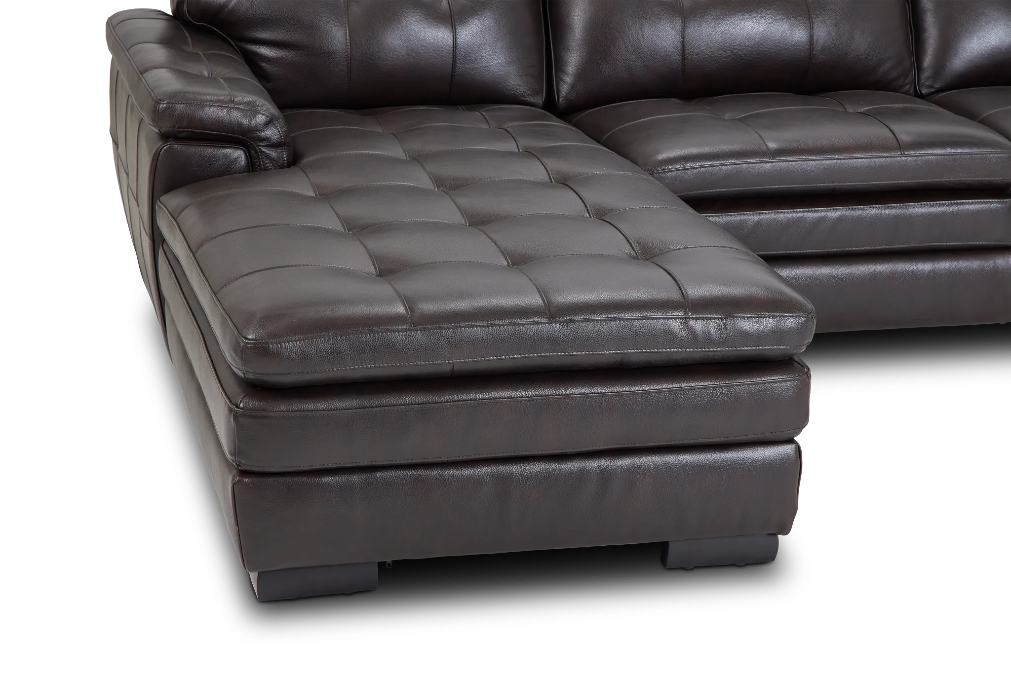 Braden Dark Brown Leather Left Chaise Sectional