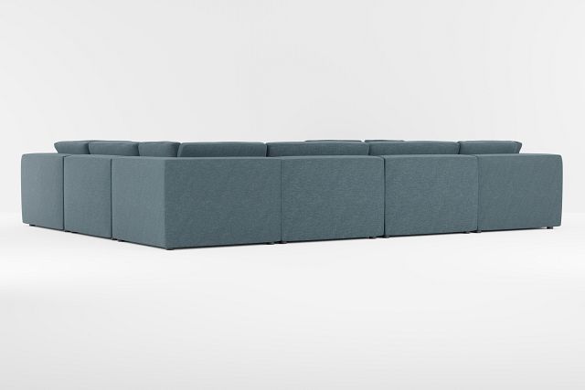 Destin Elevation Dark Blue Fabric 8-piece Modular Sectional