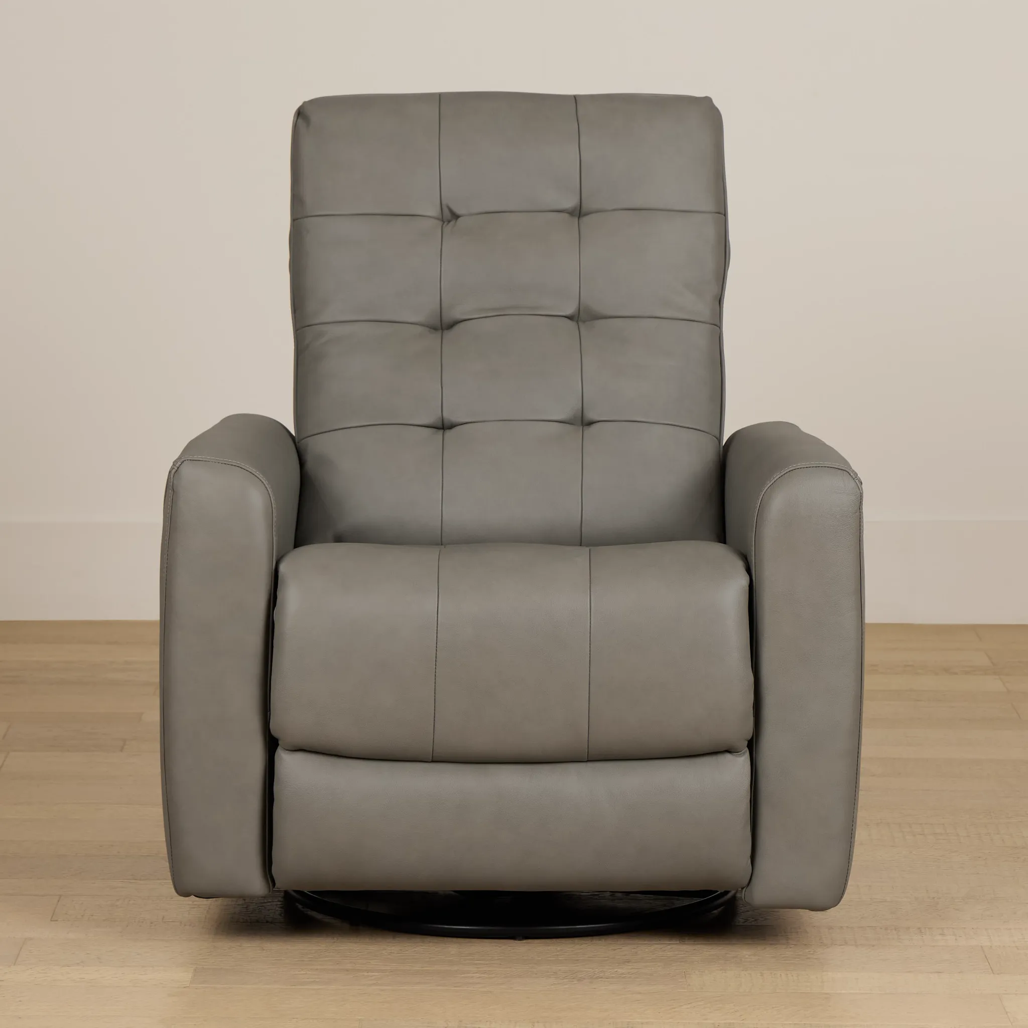 Izzy Light Gray Lthr/vinyl Power Swivel Glider Recliner