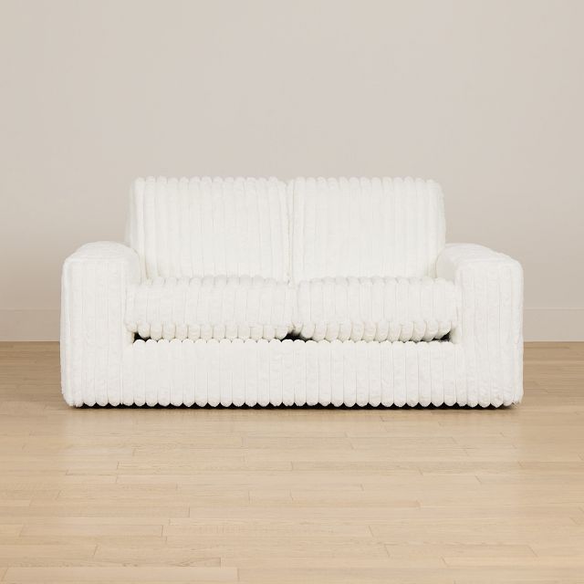 Teddy White Fabric Loveseat