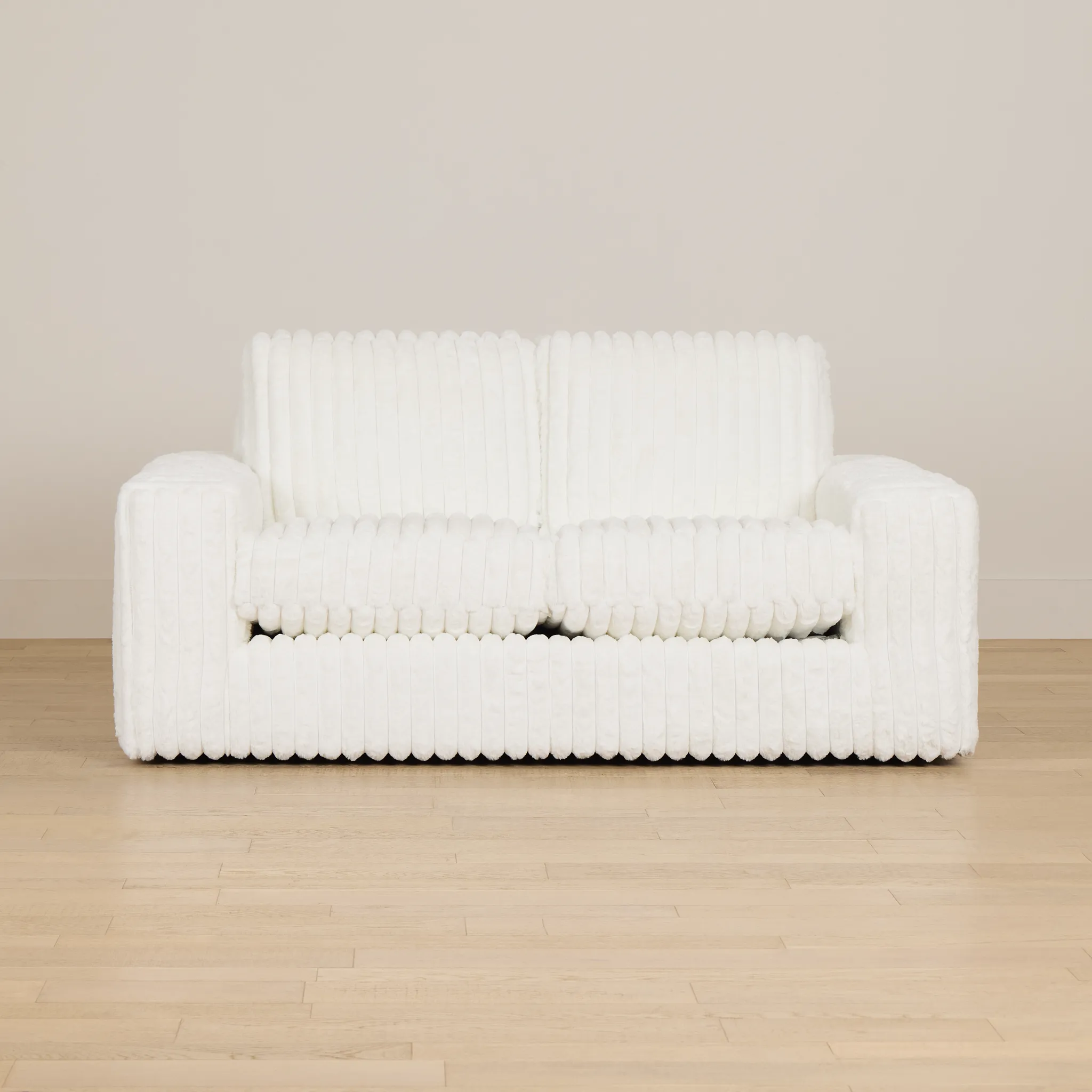 Teddy White Fabric Loveseat