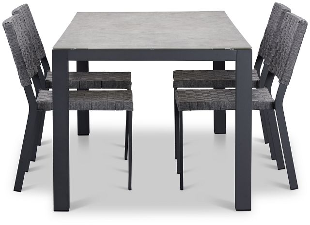 Barbados Light Gray Aluminum Rectangular Table & 4 Chairs