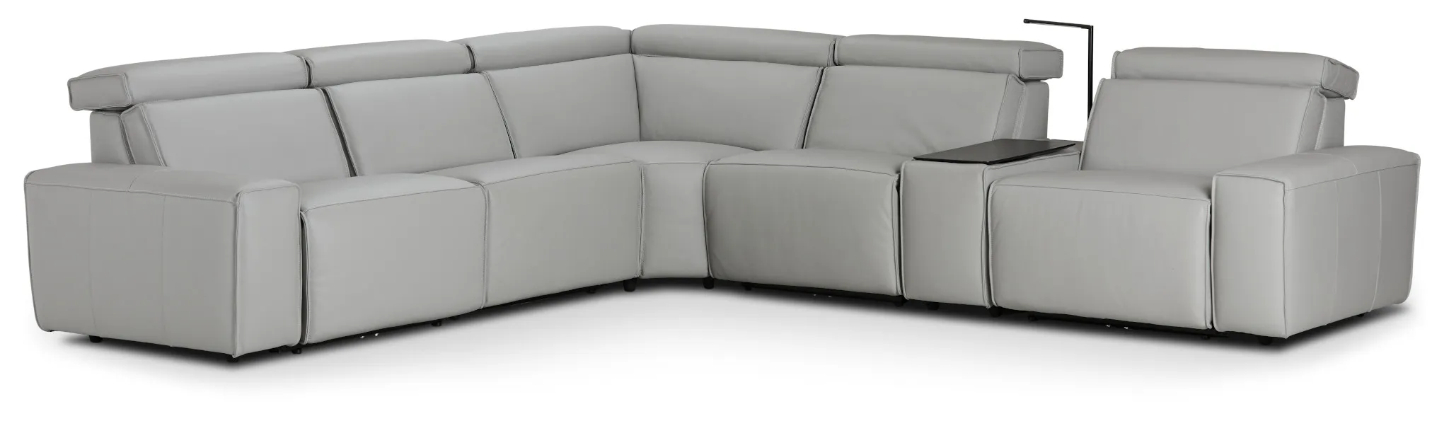 Carmelo Gray Leather Medium Dual Power 2-arm Reclining Sectional
