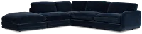 Jules Dark Blue Velvet 5-piece Left Facing Bumper Sectional