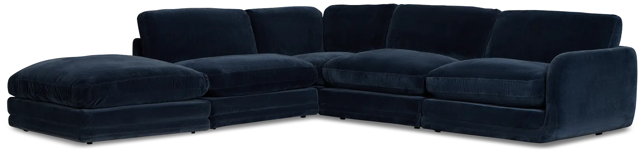Jules Dark Blue Velvet 5-piece Left Facing Bumper Sectional Jules Dark Blue Velvet 5-piece Left Facing Bumper Sectional