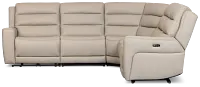 Wilder Taupe Leather Small Dual Power Reclining Two-arm Sectional