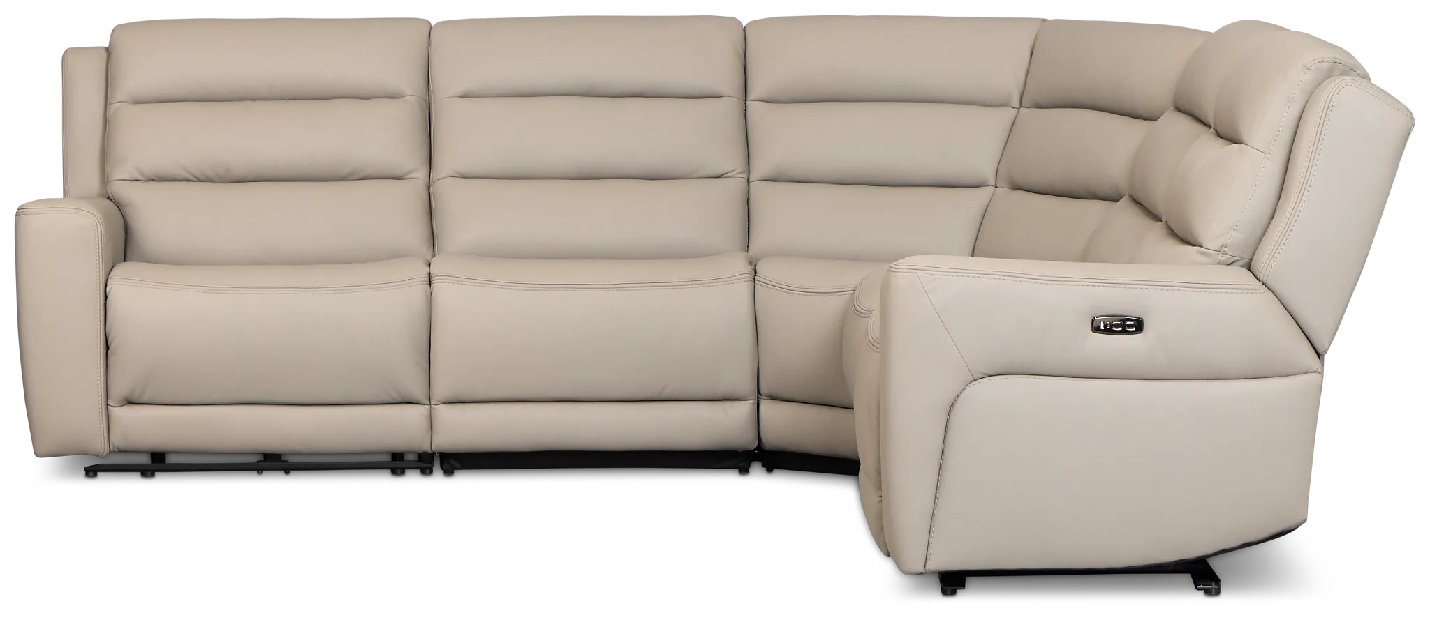 Wilder Taupe Leather Small Dual Power Reclining Two-arm Sectional