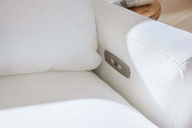 Skye White Fabric Small Triple Power Reclining Two-arm Sectional