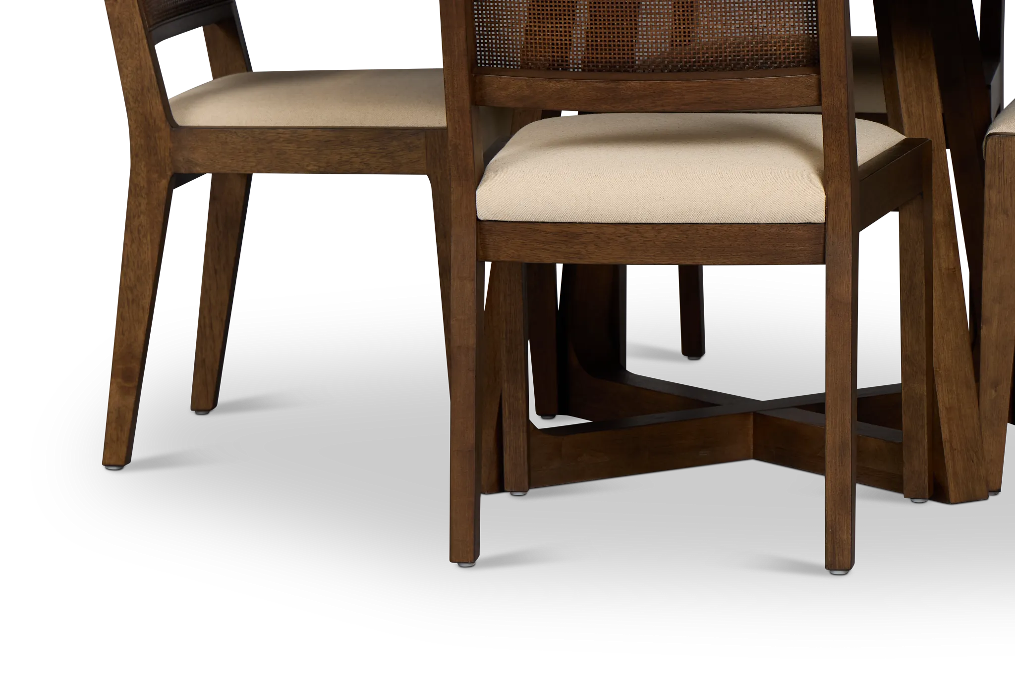 Pacific Mid Tone Round Table & 4 Upholstered Chairs