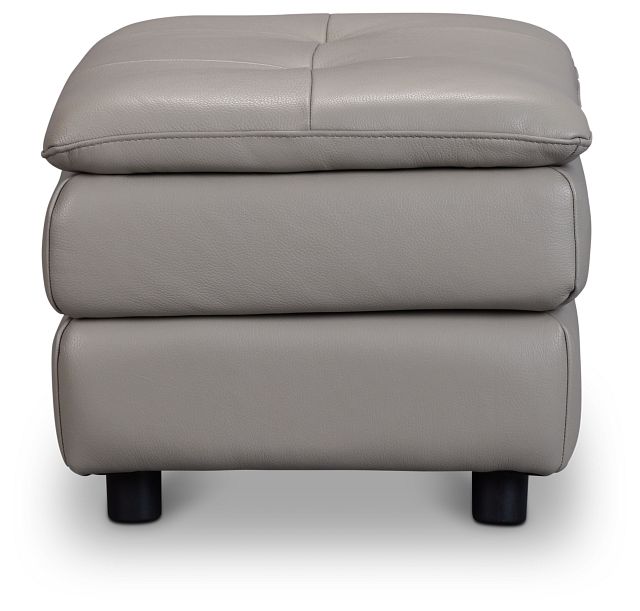 Rowan Gray Leather Ottoman