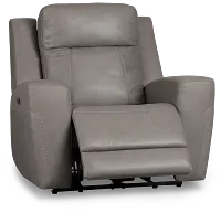 Colton Light Gray Micro Power Recliner With Power Headrest
