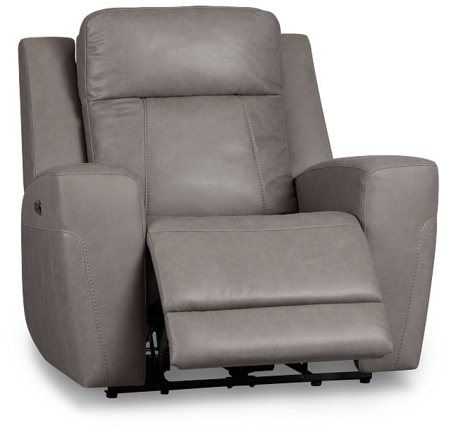 Colton Light Gray Micro Power Recliner With Power Headrest